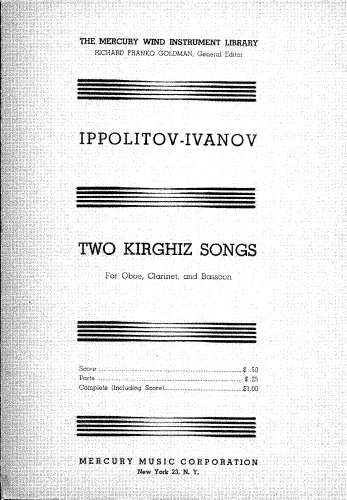 Ippolitov-Ivanov - Two Kirghiz Songs - Scores and Parts - Score