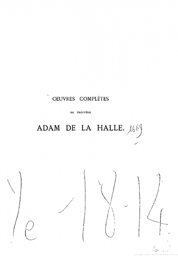 Halle - Oeuvres complètes - Score