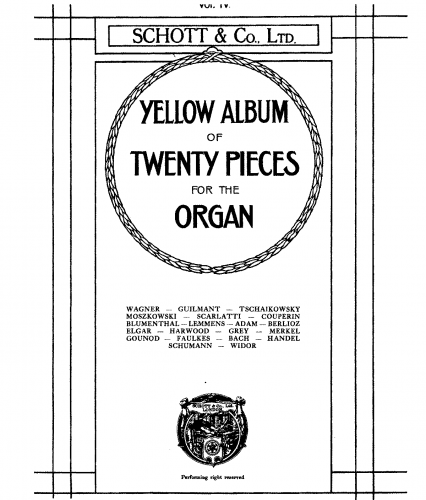 Various - Yellow Album of 20 Pieces for the Organ - Score