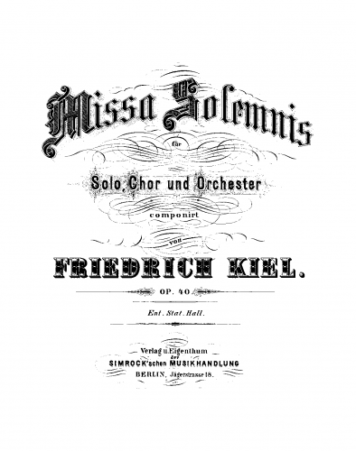 Kiel - Missa solemnis - Score