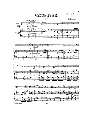 Paganini - Violin Concerto No. 1 - For Violin and Piano