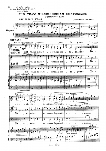 Donini - Sub tuam misericordiam confugimus - Vocal Score