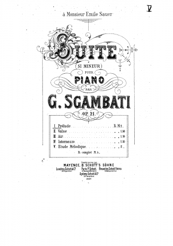 Sgambati - Suite in B minor - Score