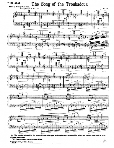 Raff - Album lyrique - Piano Score 1849 Nouvelle édition - 7. Nocturne in A♭ (as ''The Song of the Troubadour''.)