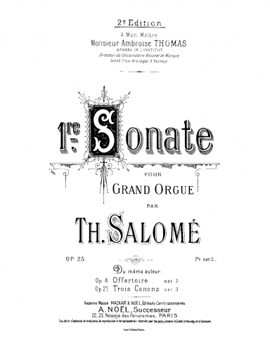 Salomé - Organ Sonata No. 1 - Score