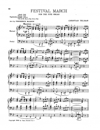 Teilman - Festmarsch - For Organ (Maxson) - Score