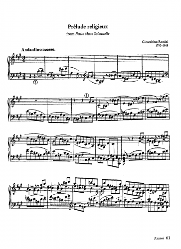 Rossini - Petite messe solennelle - Preludio Religioso For Harmonium solo - Score