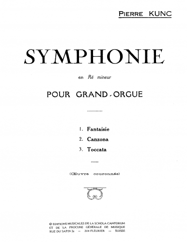 Kunc - Symphonie en Ré mineur - Score