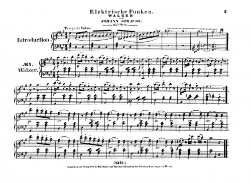Strauss Sr. - Elektrische Funken, Op. 125 - For Piano solo (Composer) - Score