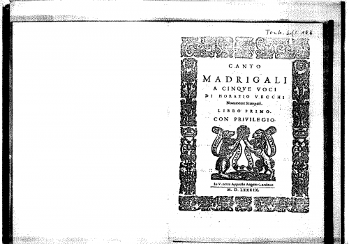 Vecchi - Madrigali a cinque voci, Book I