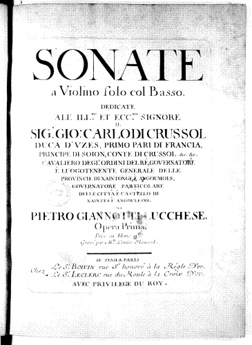 Gianotti - 12 Violin Sonatas, Op. 1 - Score
