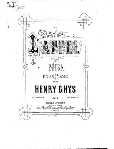 Ghys - L'appel - Piano Score - Score
