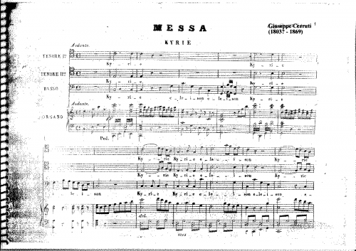 Cerruti - Messa - Score