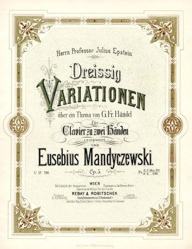 Mandyczewski - 30 Variationen über ein Thema von G. Fr. Händel - Score