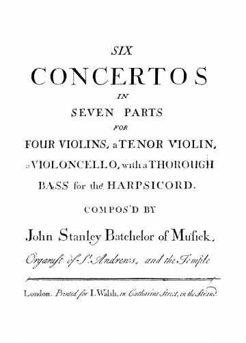 Stanley - 6 Concertos in 7 Parts - Violin 2 (solo)