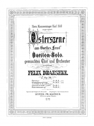 Draeseke - Osterszene aus Goethe's 'Faust' - Score
