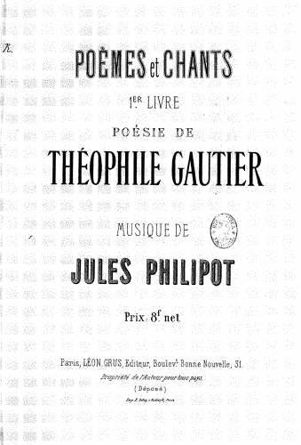 Philipot - Poèmes et chants - Score