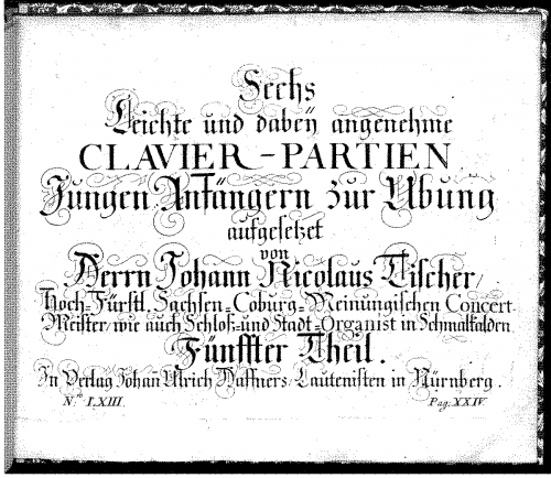 Tischer - 6 Clavier-Partien, Teil 5 - Score