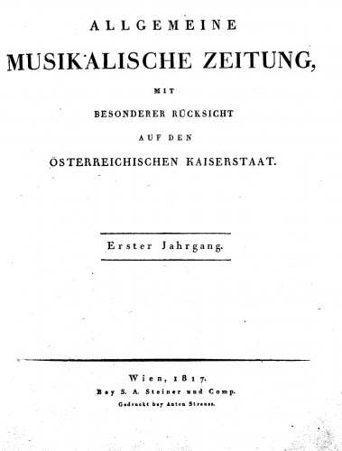 Kanne - Allgemeine Musikalische Zeitung - Volume I