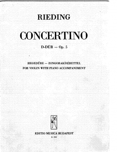 Rieding - Violin Concertino - Scores and Parts