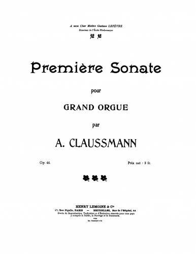 Claussmann - Première Sonate pour Grand Orgue - Score