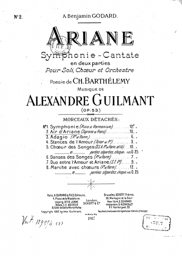 Guilmant - Ariane - Air d'Ariane (No. 2) For Soprano and Piano (Guilmant) - Score