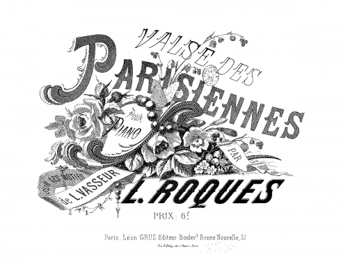 Roques - Valse des parisiennes sur les motifs de Léon Vasseur - Score