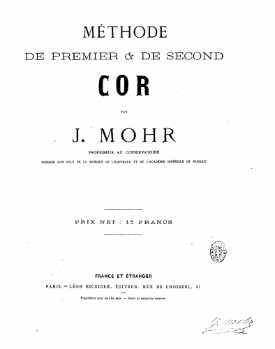 Mohr - Méthode de premier et second cor - Score