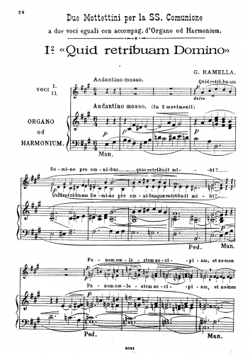 Ramella - Quid retribuam Domino - Vocal Score