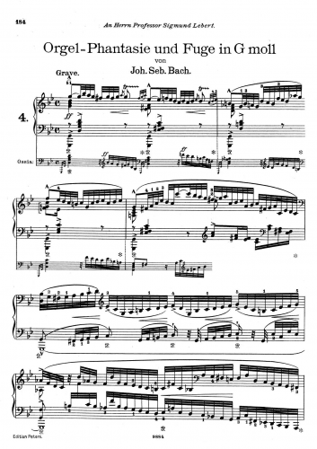 Bach - Prelude (Fantasia) and Fugue in G minor, BWV 542 ("Great") - For Piano Solo (Liszt) - Score