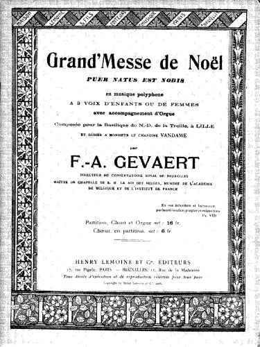 Gevaert - GrandâMesse de Noël 'Puer natus est' - Score