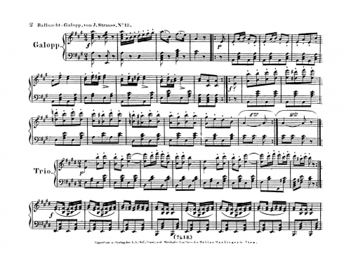 Strauss Sr. - Ballnacht-Galopp, Op. 86 - For Piano solo - Score