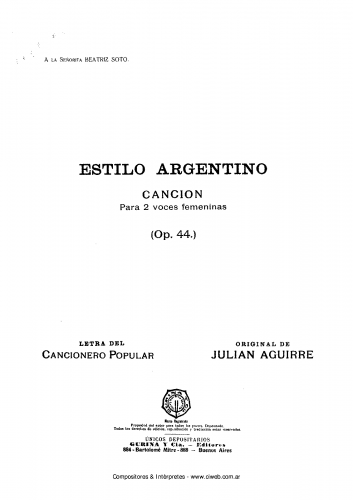 Aguirre - Estilo argentino - Score