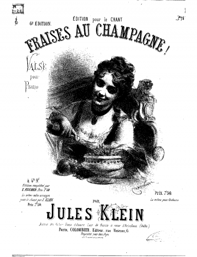 Klein - Fraises au champagne - For Voice and Piano - Score