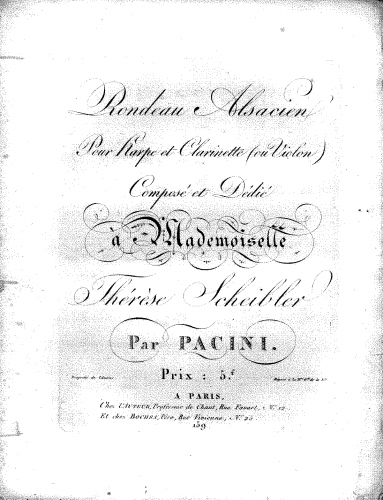 Pacini - Rondeau alsacien - Violin, Clarinet (B♭)