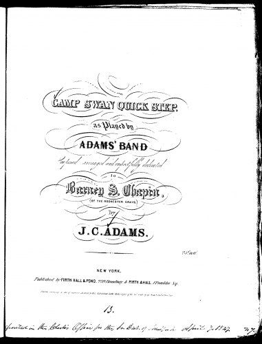 Adams - Camp Swan Quickstep - Score