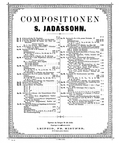 Jadassohn - 3 Morceaux de salon - Piano Score - Score