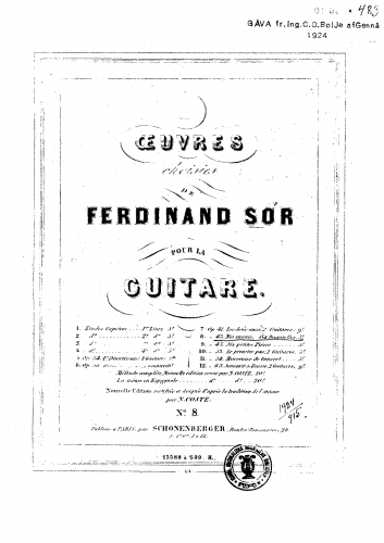 Sor - Mes Ennuis, Op. 43 - Score