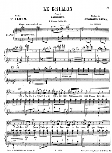 Bizet - Le grillon - Score
