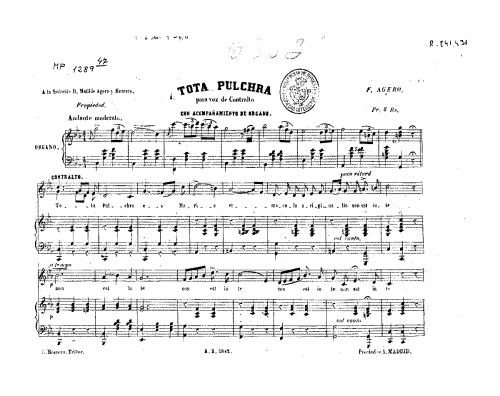 Agero - Tota pulchra - Score