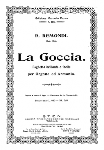Remondi - La Goccia / Fughetta brillante e facile per Organo od Harmonium - Score