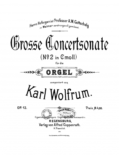 Wolfrum - Grosse concertsonate No. 2 - Organ Scores - Score