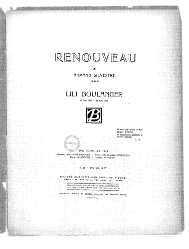 Boulanger - Renouveau - Score