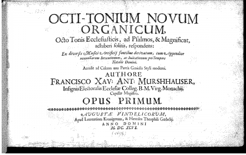 Murschhauser - Octi-tonium novum organicum - Score