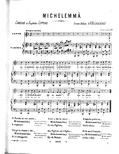 Cottrau - Michelemmà - complete score