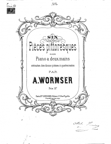 Wormser - 12 Pièces pittoresques - Selections For Piano solo - Score