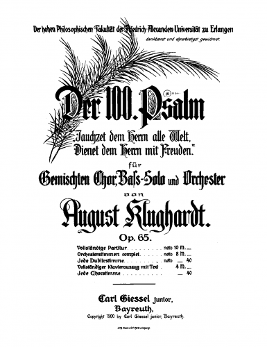 Klughardt - Der 100. Psalm - Score