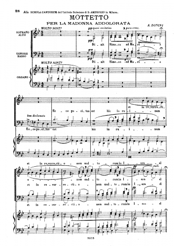 Donini - Dixit Simeon ad Maria - Vocal Score