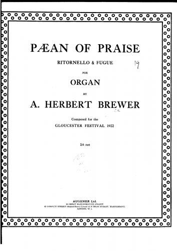 Brewer - Paean of Praise - Score