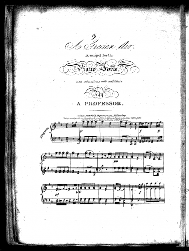 Anonymous - A Grecian air, arranged for the Piano Forte with alterations and additions - Score